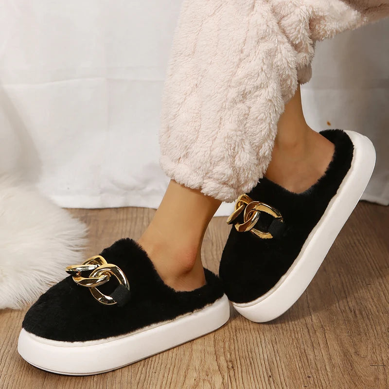 Women's Rhinestone Fur Slippers – Cozy Indoor House Shoes Women's Slippers Qst