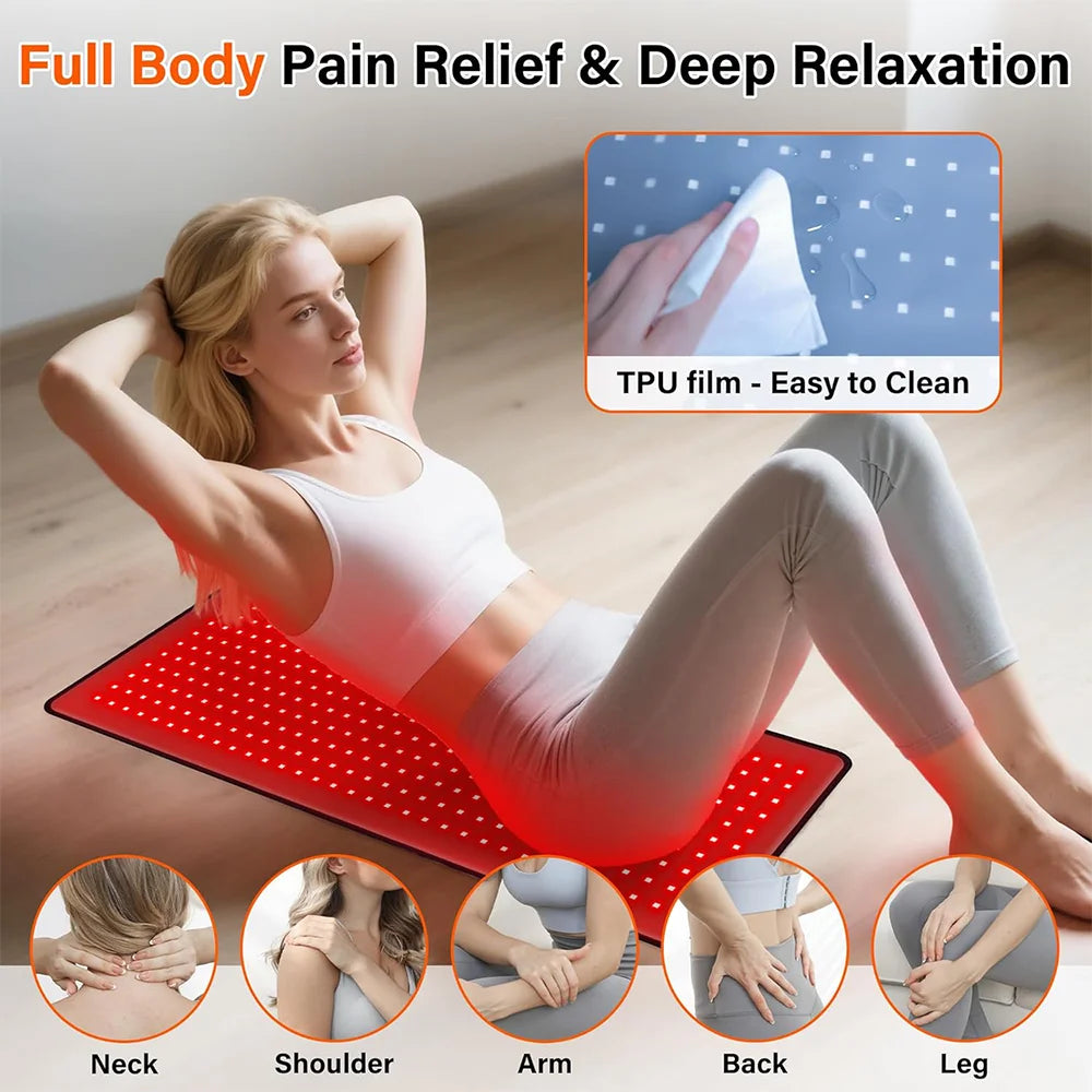 330-LED Red Light Therapy Mat 660nm 850nm Infrared Body Pad Red Light Therapy Mat Qst
