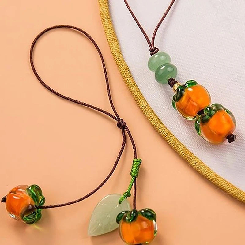 Glazed Persimmon Phone Chain – Retro Chinese Style Pendant Phone Chain Pendant Qst