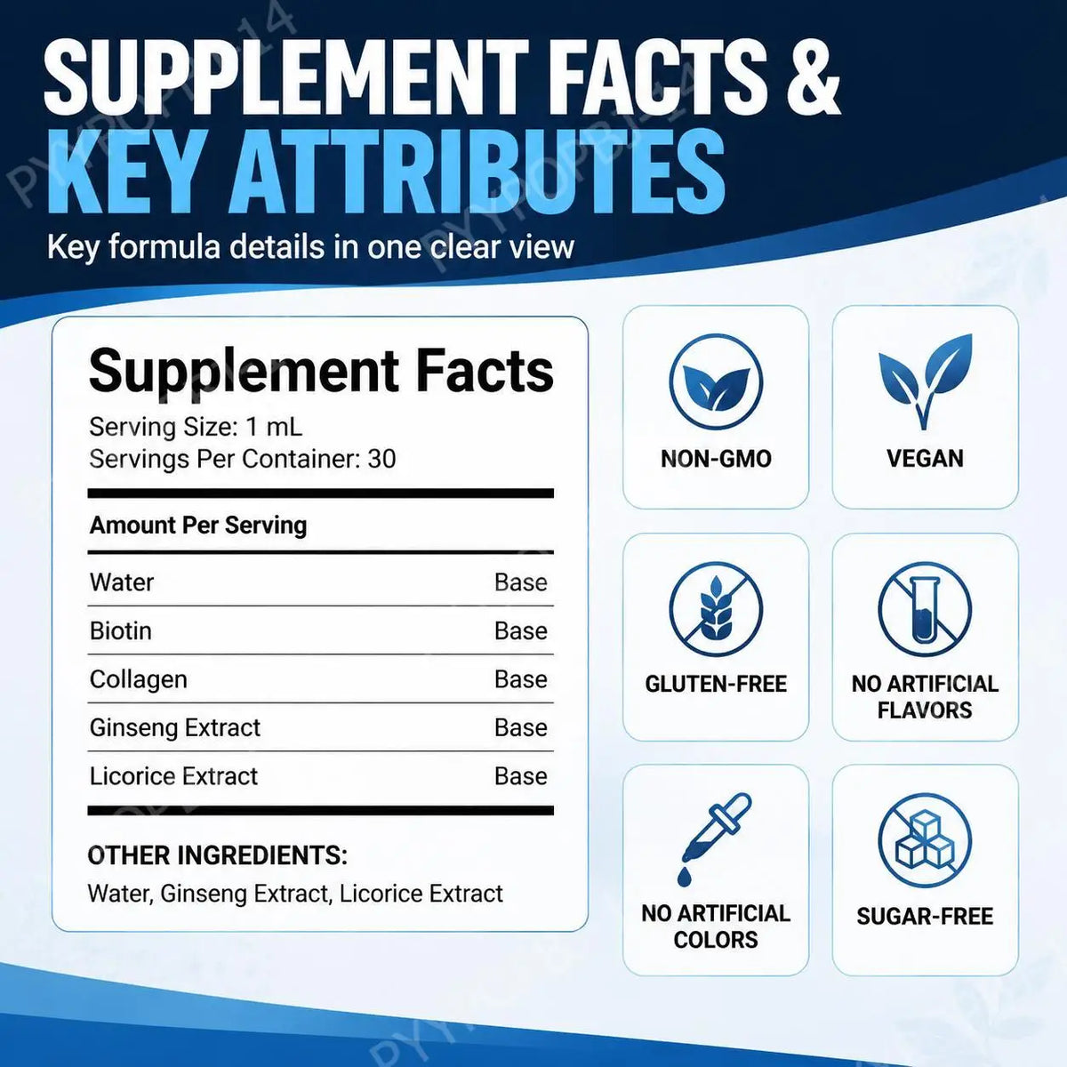 Googeer Biotin & Collagen Drops 15000mcg Extra Strength 30ml Biotin Collagen Drops Qst