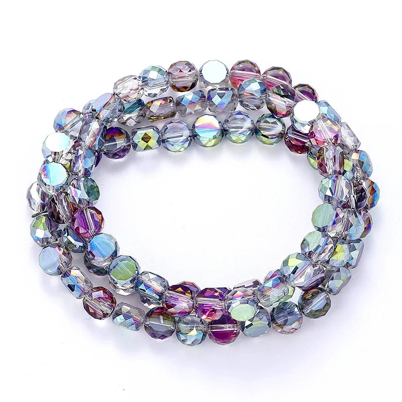 Flat Round Faceted Glass Beads – Colorful Coin Spacers Glass Spacer Beads Qme Color 7 4mm-145pcs