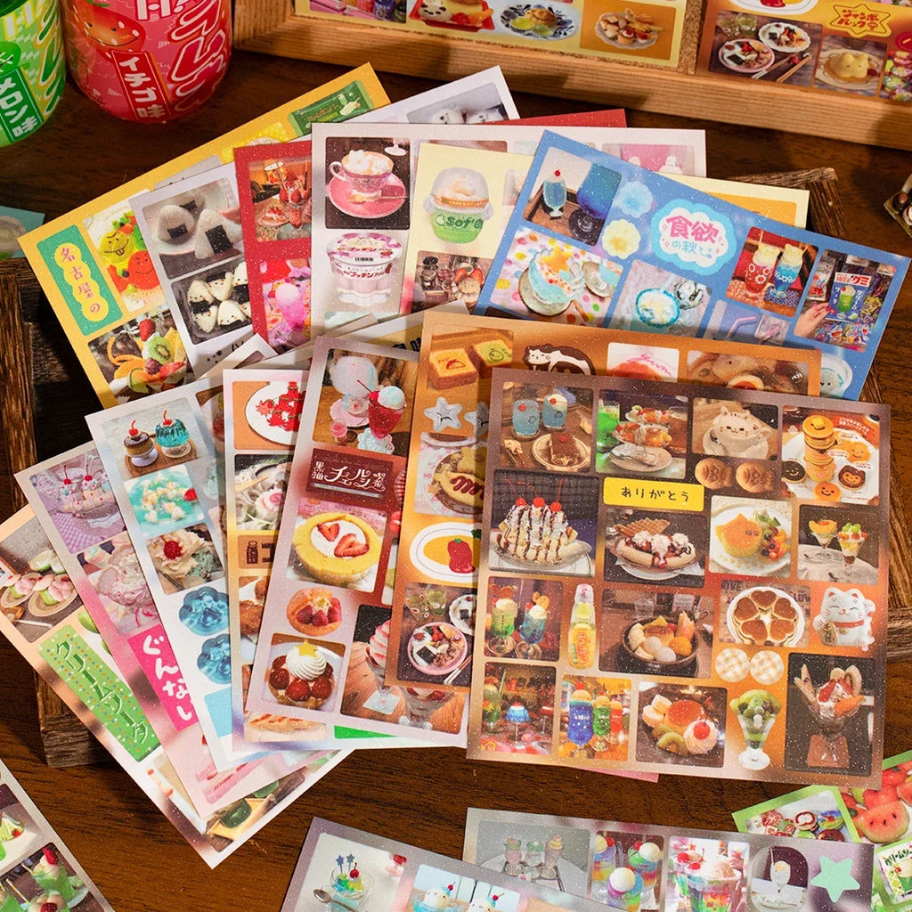 Die-Cut Sticker Book Japanese Food Dessert Vintage Showa Style Die-Cut Sticker Book Qme
