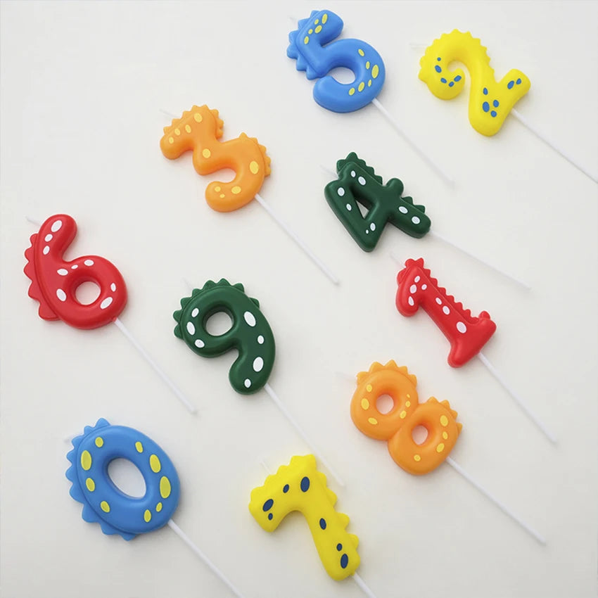 Dinosaur Number Birthday Candles – Cartoon Cake Topper Birthday Number Candles Qst