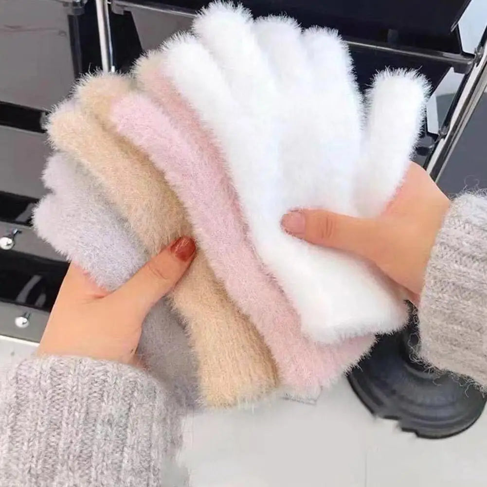 Winter Mink Velvet Five Finger Gloves – Plush & Warm Winter Velvet Gloves Qme