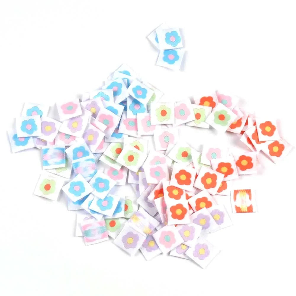 Cute Flower Embroidery Mini Labels – 50pc Sewing & Knitting Tags Embroidery Sewing Labels Qme