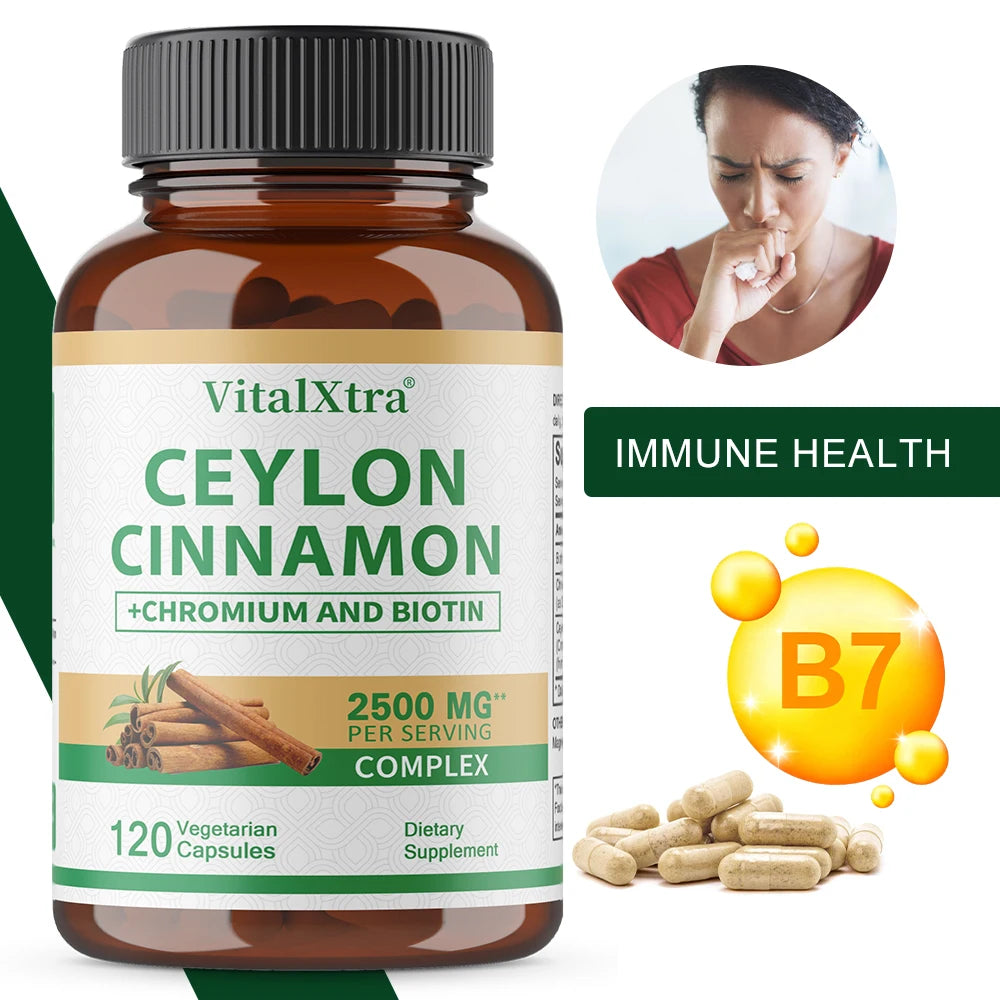 VITALXTRA Ceylon Cinnamon Capsules – Antioxidant Support Herbal Supplement Qst