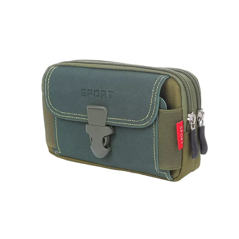 Men's Tactical MOLLE Belt Pouch – Canvas Phone Holster Bag Tactical Belt Pouch Qme green