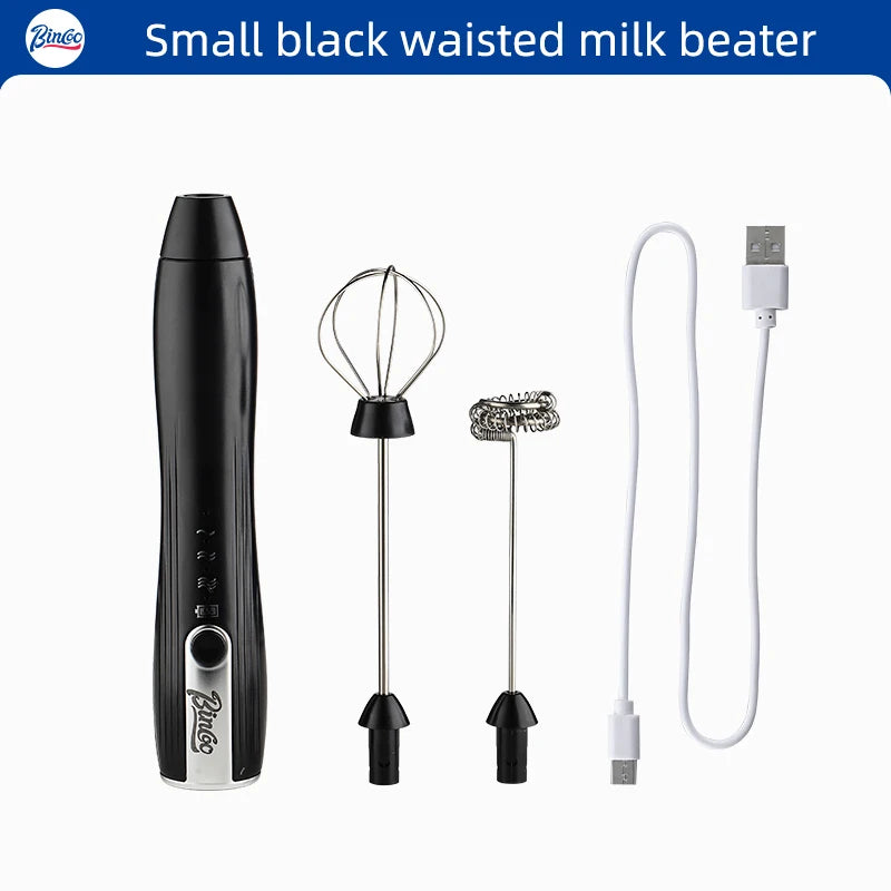 Bincoo Handheld Electric Milk Frother – Double-Head Mixer Electric Milk Frother Qst milk beater black