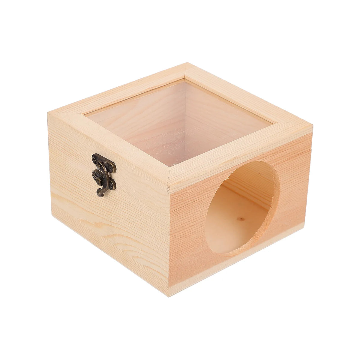Wooden Hamster House – Natural Wood Hideout & Sleep Nest Small Animal Hideout Qme