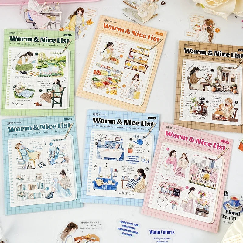 Artistic Girl PET Stickers | Junk Journal Scrapbook Collage Decorative Craft Stickers Qme