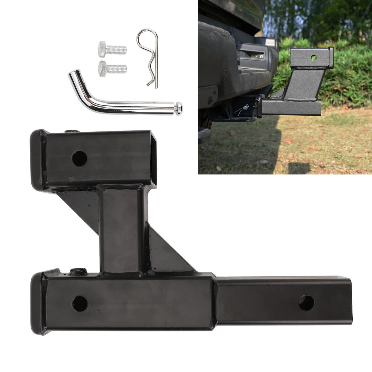 Steel Trailer Hitch Riser Extender Adapter – 9.65in Extension Trailer Hitch Extender Qme