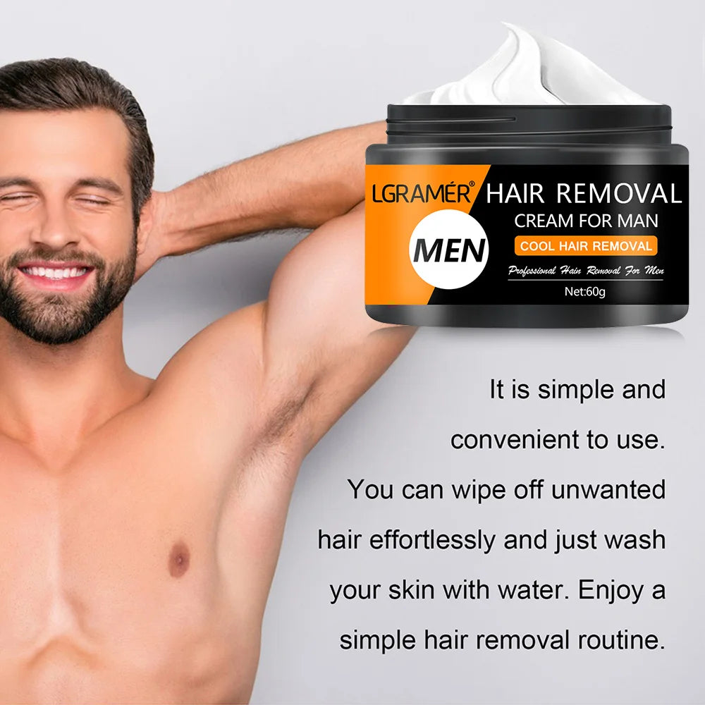 LGRAMER Men's Hair Removal Cream – Body Depilatory 60g Hair Removal Cream Qst