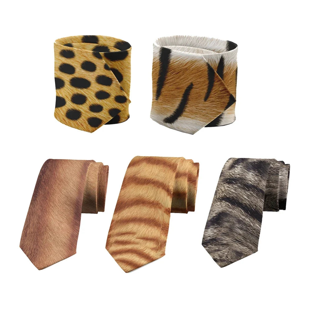 Animal Print Novelty Necktie – Cat & Tiger Pattern | 18 Colors Novelty Print Necktie Qme
