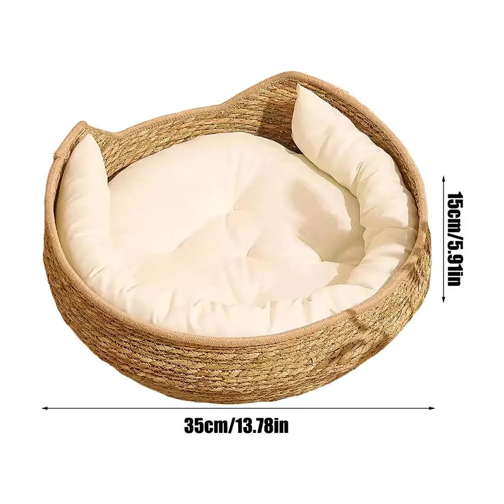 Woven Cotton Rope Round Cat Bed – All Season Pet Sleep Pillow Cat Bed Qme Yellow China Mainland