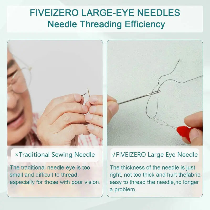 Large Eye Beading Needles 7 Sizes – Sewing, Leather & Embroidery Sewing Needle Set Qme