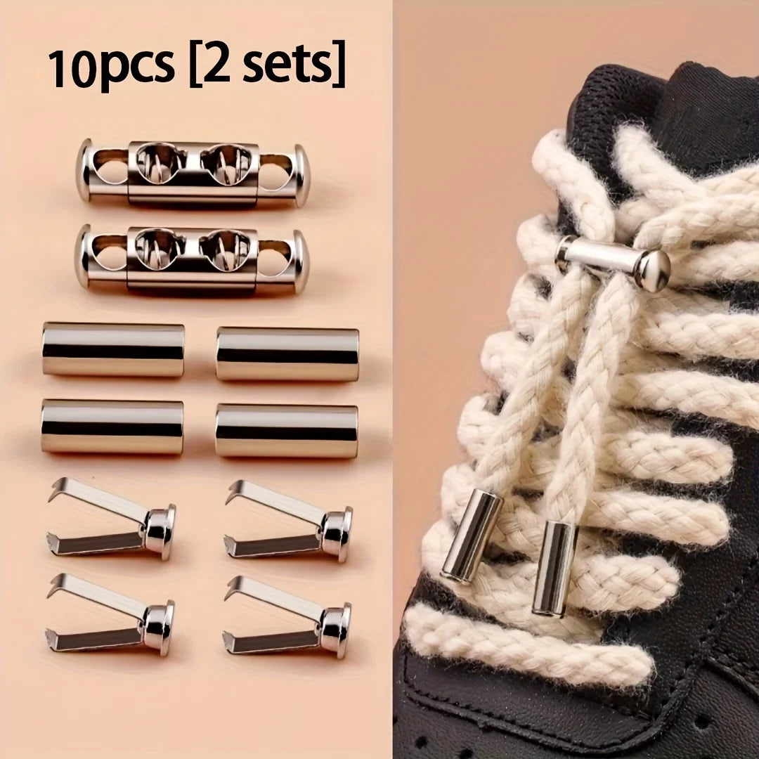 Spring Buckle Rope Lock Clips for Shoelaces, Hoodies & Cords Cord Lock Clips Qme 10pcs Silvery
