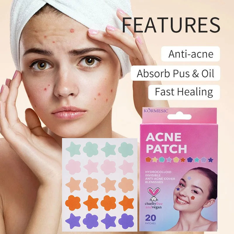 Colorful Star-Shaped Pimple Patches – Invisible Acne Stickers Acne Patch Qst