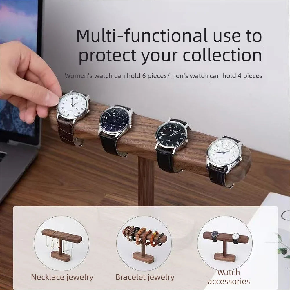 Wood Watch & Jewelry Organizer Hanging Rack – Beech & Walnut Jewelry Display Rack Qme