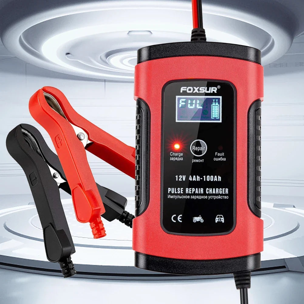 APWIKOGER 12V Portable Auto Battery Charger with LCD Display Auto Battery Charger Qme