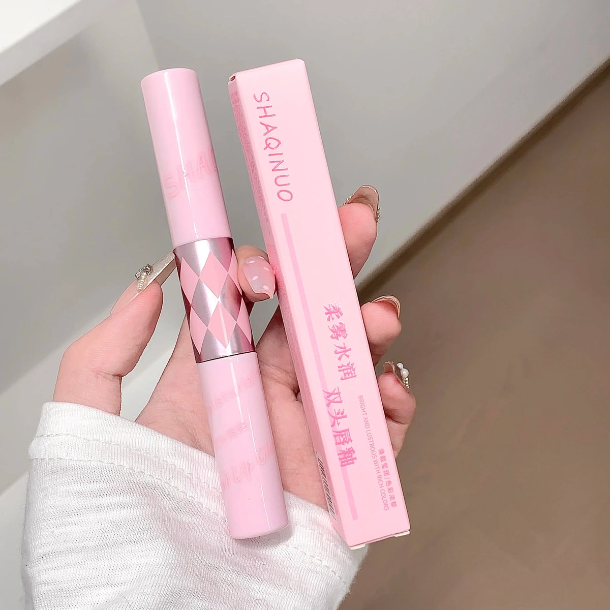 SHAQINUO Double-End Lip Gloss – Mirror Glaze & Matte Velvet Double-End Lip Gloss Qme