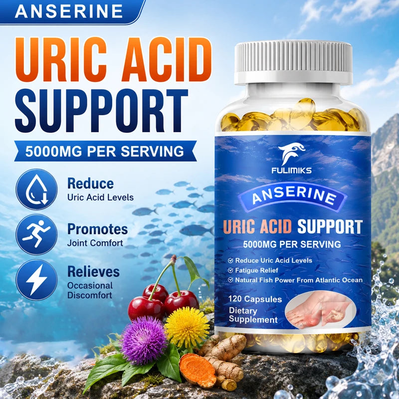 Uric Acid Support Capsules – Tart Cherry, Milk Thistle & Dandelion Herbal Supplement Qst
