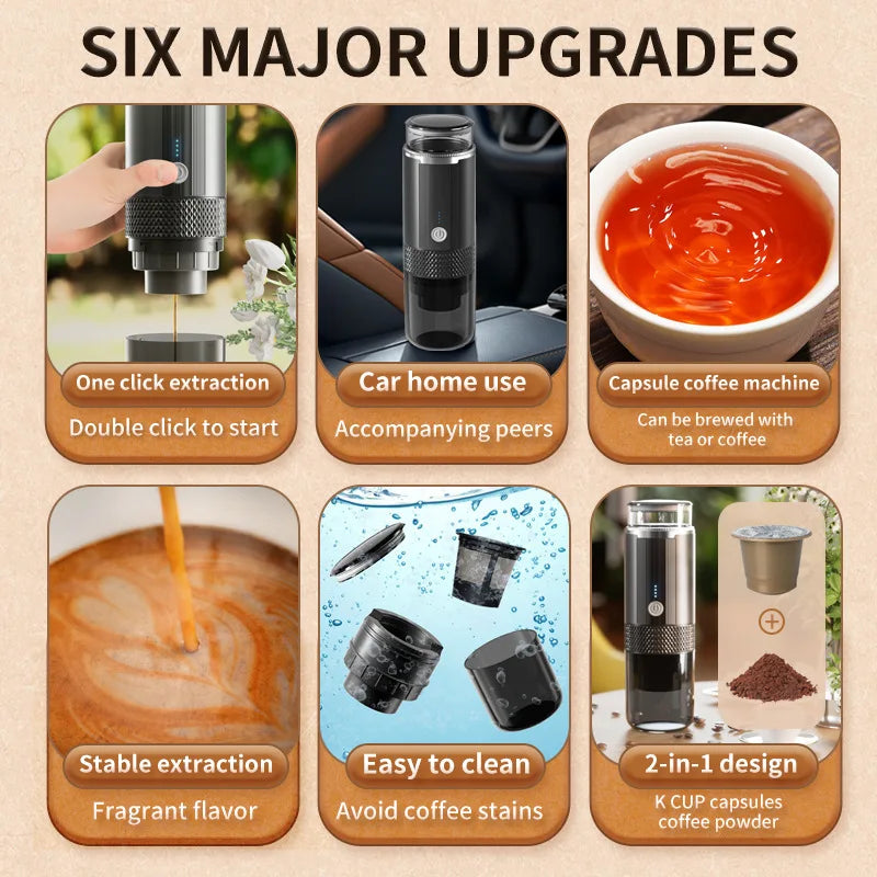 Portable Wireless Electric Coffee Machine – Mini Travel Brewer Portable Coffee Maker Qst