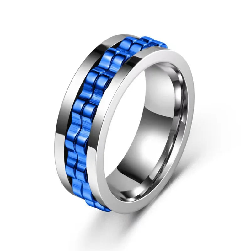 Punk Gear Rotating Fidget Spinner Ring – Titanium Steel Spinner Ring Qme
