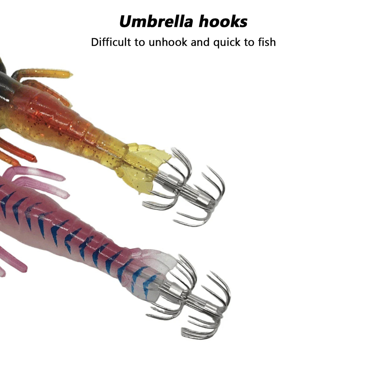 Luminous Squid Jig Hooks 5-Piece Night Fishing Soft Bait Set Fishing Jig Lure Set Qme