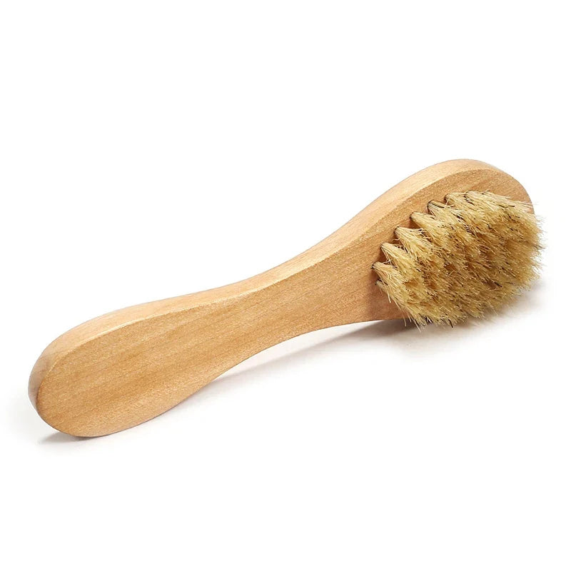 Natural Bristle Face Brush – Exfoliating Tool, Bamboo Handle Facial Cleansing Brush Qme
