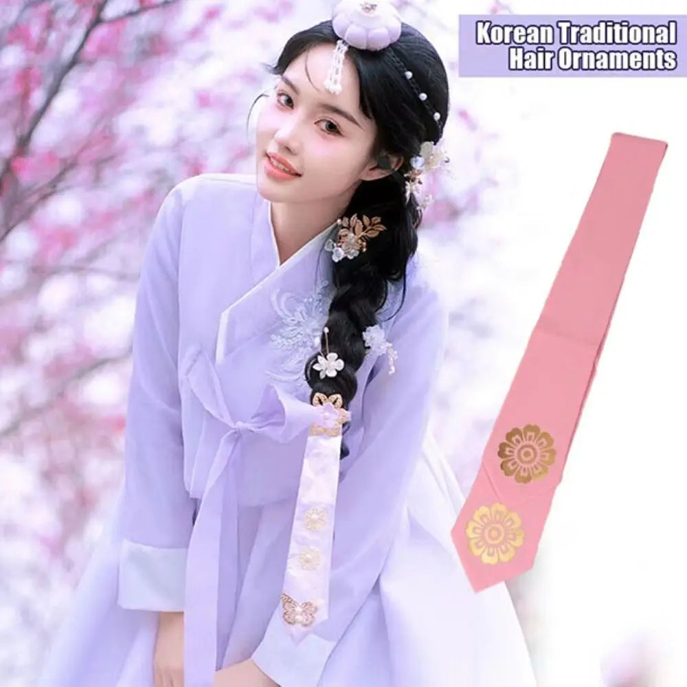Korean Hanbok Flower Ribbon Hairband Hair Clip | 3 Colors Hanbok Hair Clip Qme