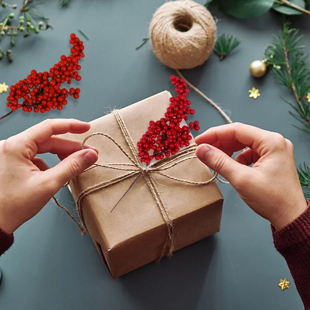 Artificial Red Holly Berry Stems | Christmas DIY Décor Branches Artificial Berry Stems Qme