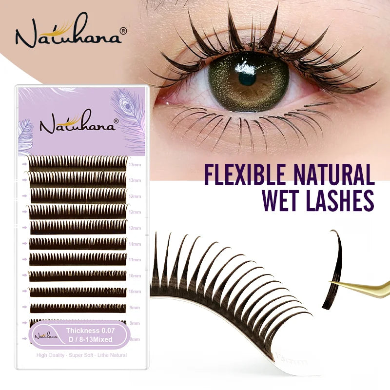 NATUHANA Wet Spike Lashes – Manga Wispy False Eyelashes False Eyelashes Qme
