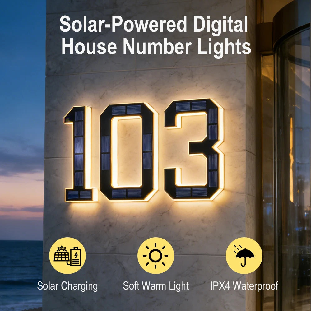 Solar LED House Number Light – Auto Sensor, Waterproof Sign Solar Address Light Qst