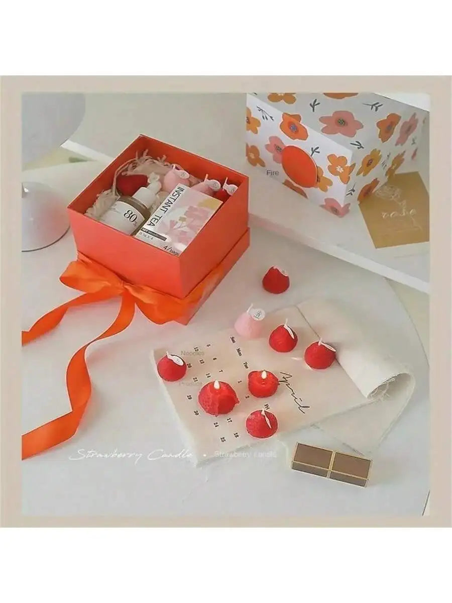 Strawberry Shaped Soy Wax Scented Candles – Set of 4 Scented Novelty Candles Qme