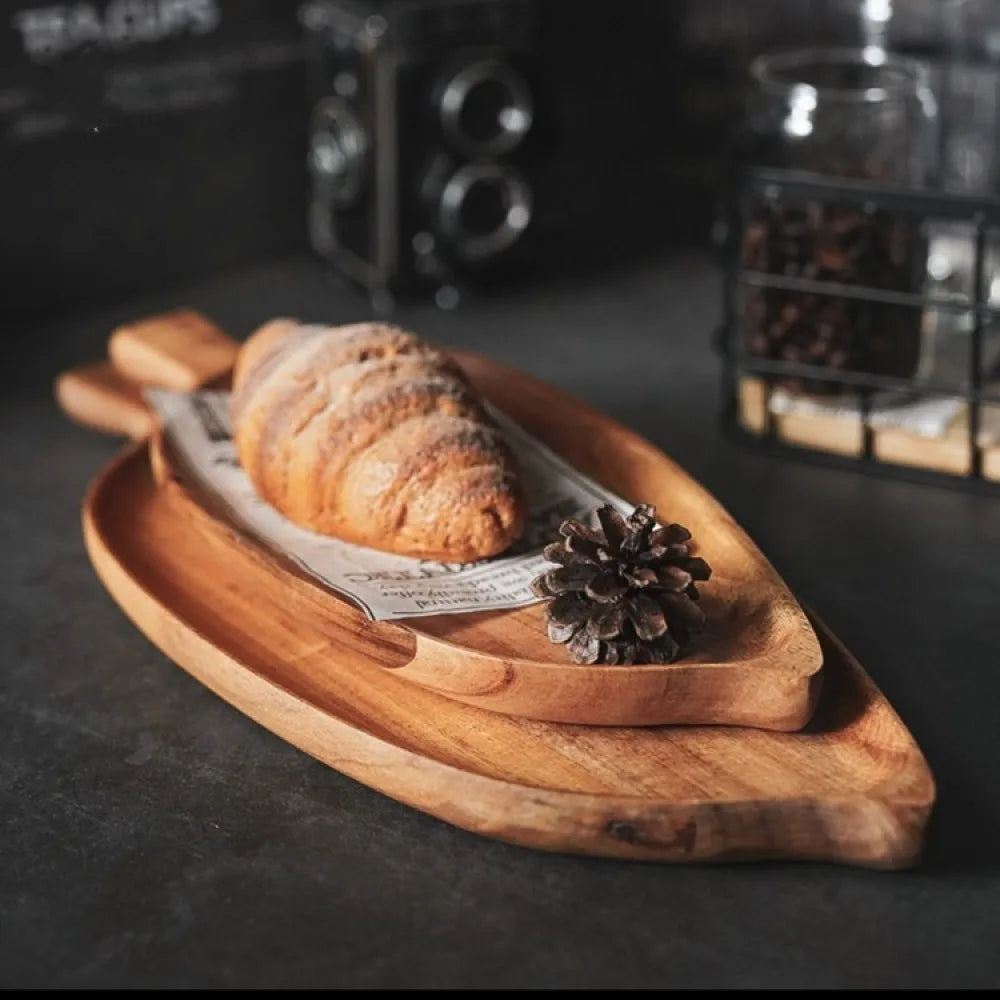 Wooden Leaf Serving Plate – Waterproof Tray for Steak & Sushi Wooden Serving Tray Qst