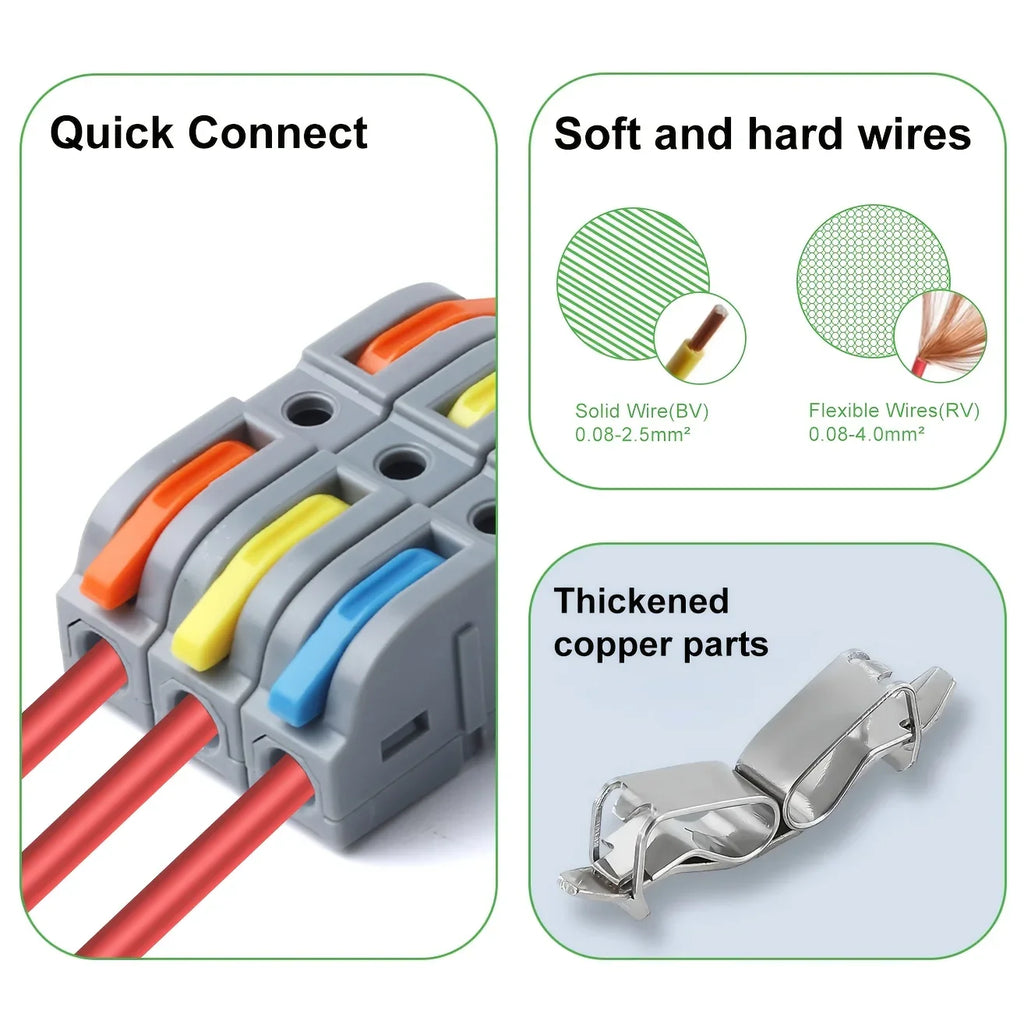 Universal Lever Wire Connectors 1-to-1 Inline Compact Splicing Lever Wire Connector Qme