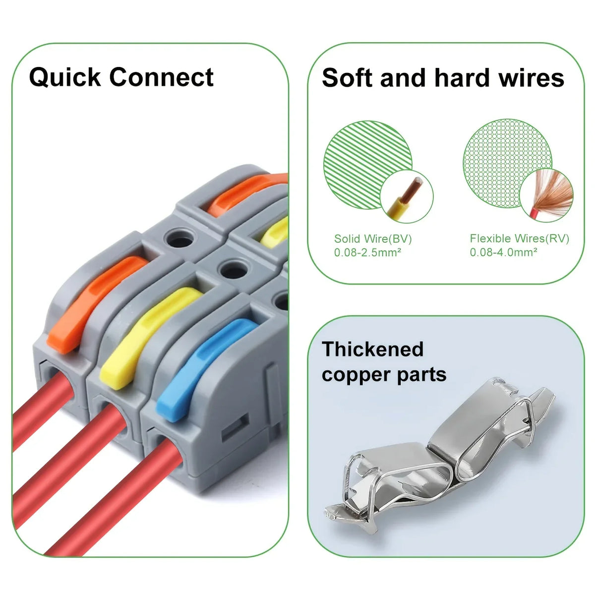 Universal Lever Wire Connectors 1-to-1 Inline Compact Splicing Lever Wire Connector Qme
