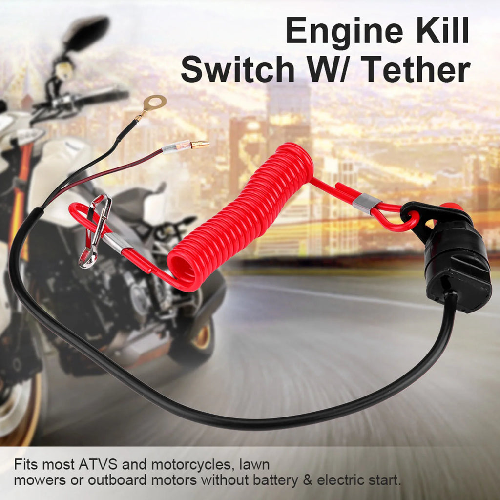 Engine Kill Switch with Safety Tether Lanyard – ATV Motorcycle Engine Kill Switch Qst