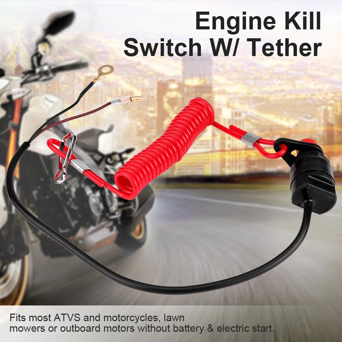 Engine Kill Switch with Safety Tether Lanyard – ATV Motorcycle Engine Kill Switch Qst