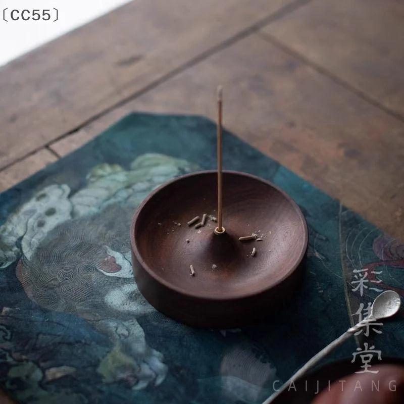 Black Walnut Wood Round Incense Burner Tray Holder Incense Burner Holder Qst