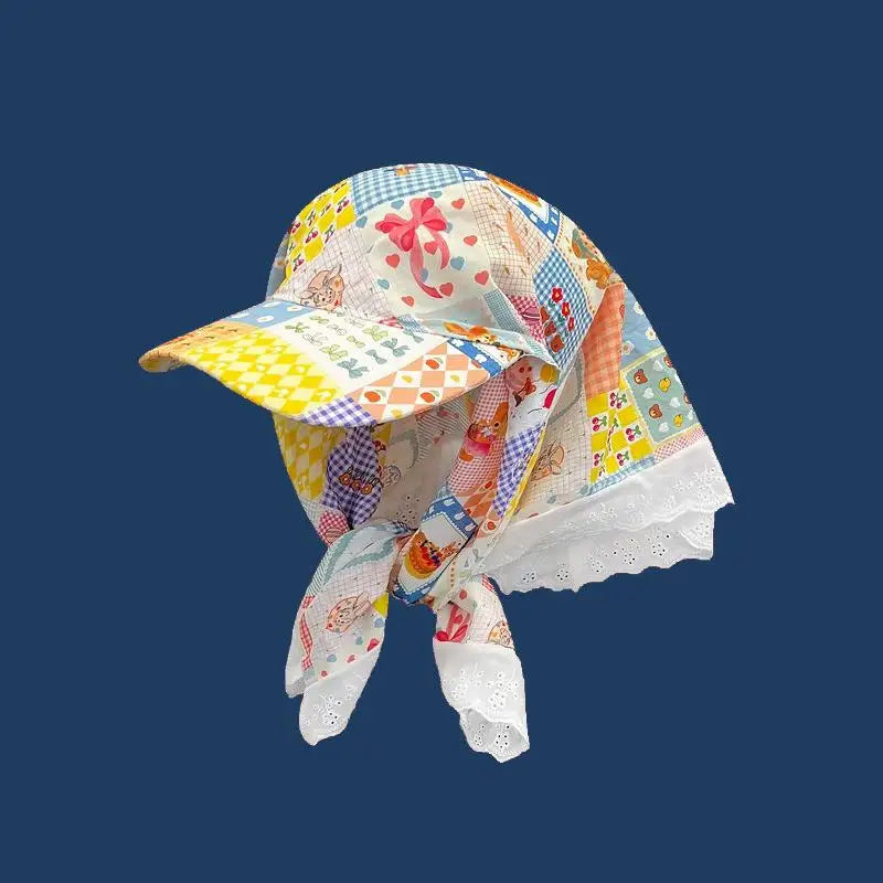 Women's Plaid Triangular Headscarf Cap – Sun Visor Hat Sun Visor Cap Qst A18