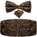Men's Jacquard Paisley Cummerbund Bow Tie & Pocket Square Set Cummerbund Bow Tie Set Qme YF-2031