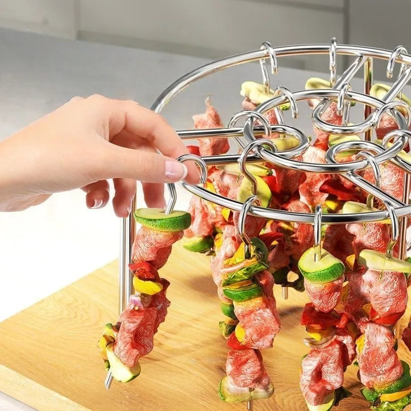 Stainless Steel Vertical Grill Rack & Detachable BBQ Skewer BBQ Skewer Rack Qme