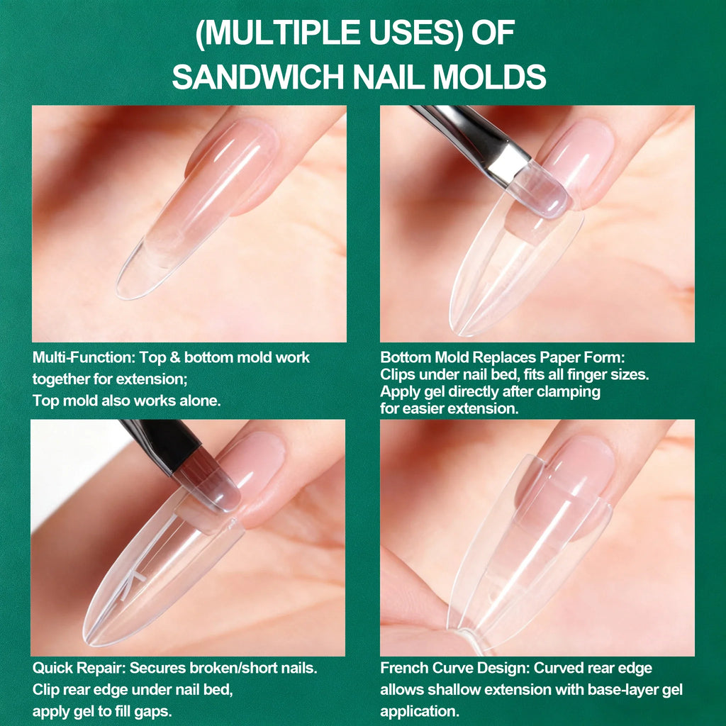 Nailpop Sandwich Nail Dual Forms | 15 Shapes 240pcs Nail Dual Forms Qme