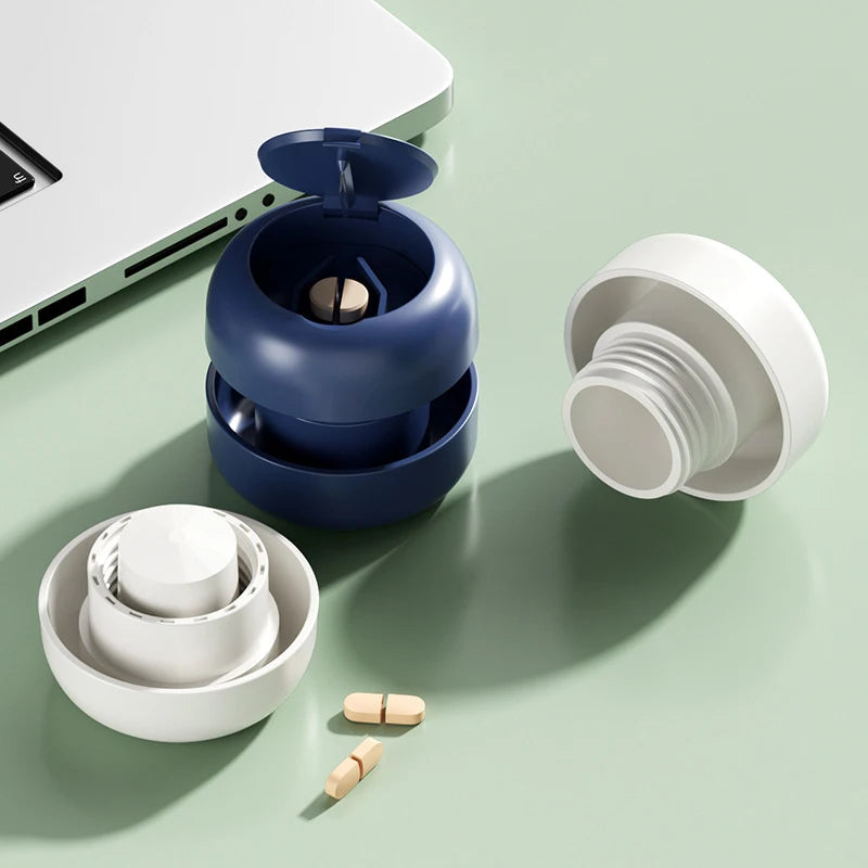 2-in-1 Pill Cutter & Grinder Organizer – Stainless Steel Pill Cutter Organizer Qst