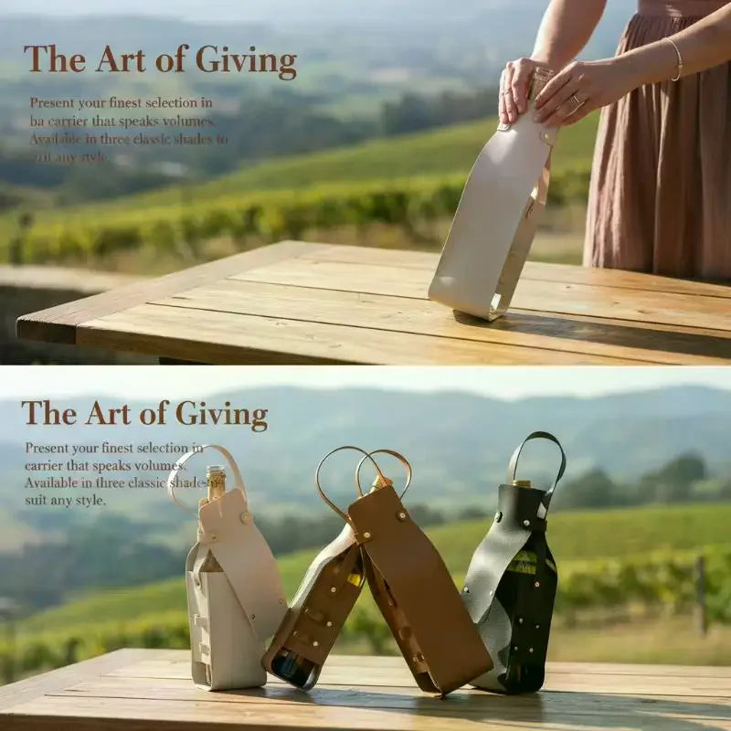 Elegant Reusable PU Leather Wine Bag | Double Layer Tote Wine Bottle Tote Qme