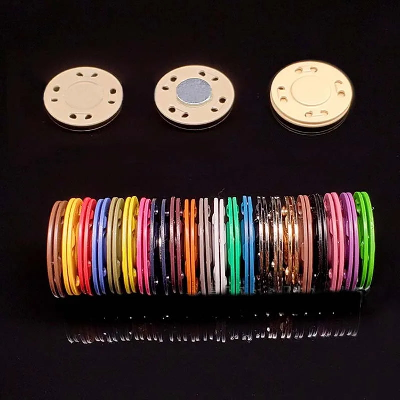 Metal Magnetic Snap Buttons – 5 Pairs, 20 Colors, 3 Sizes Magnetic Snap Buttons Qme