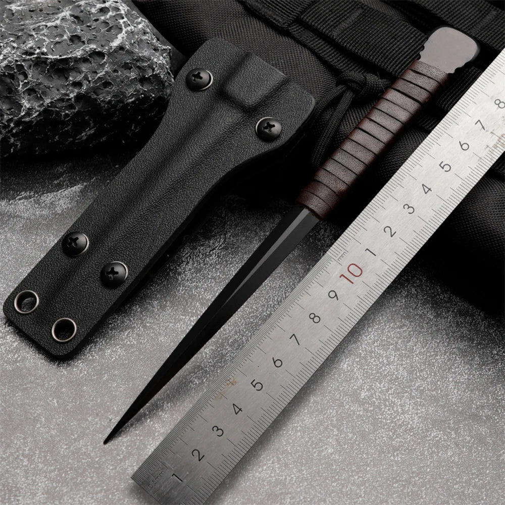 Portable Multi-Tool Camping Knife – Steel Blade & Leather Handle Multi-Tool Camping Knife Qst