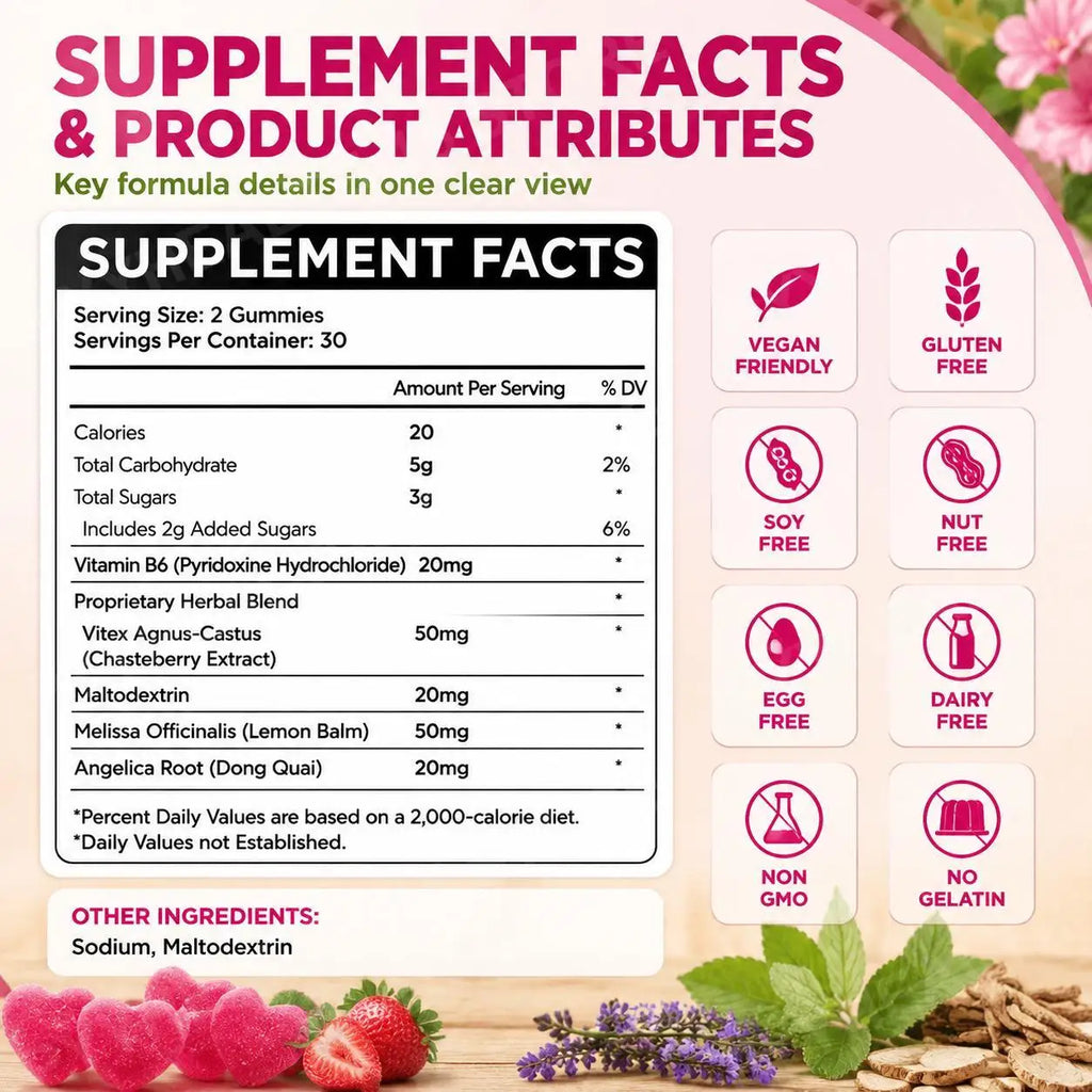 Women's Monthly Wellness Gummies – Chasteberry, Dong Quai & B6 Wellness Gummies Qst