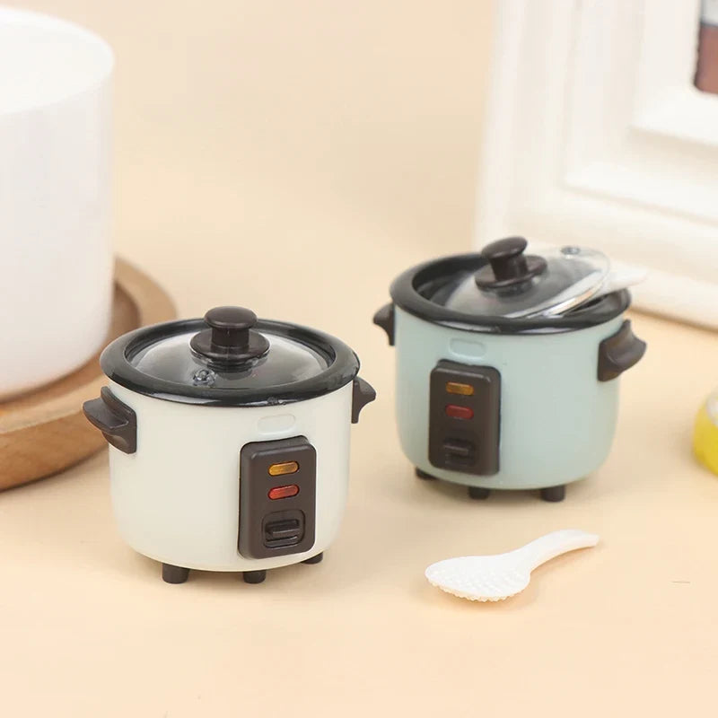 1:12 Miniature Dollhouse Rice Cooker & Spoon Kitchen Model Dollhouse Miniature Qme